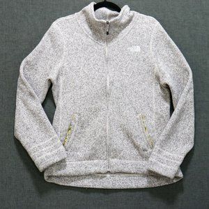 The North Face Womens Large Grey Heathered Full Zip Jacket Plaid Accents C793